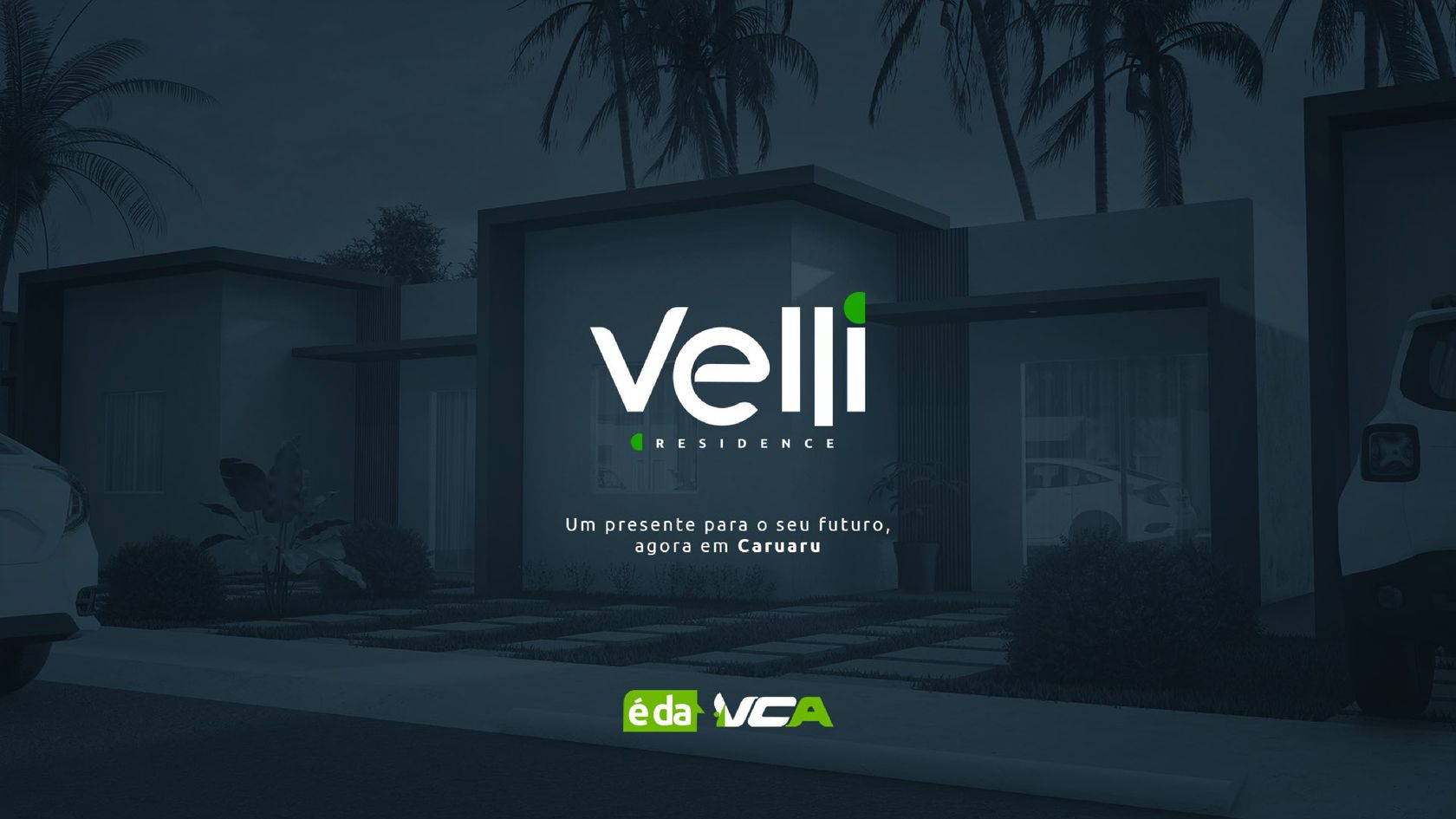 Fachada noturna do Velli Residence em Caruaru