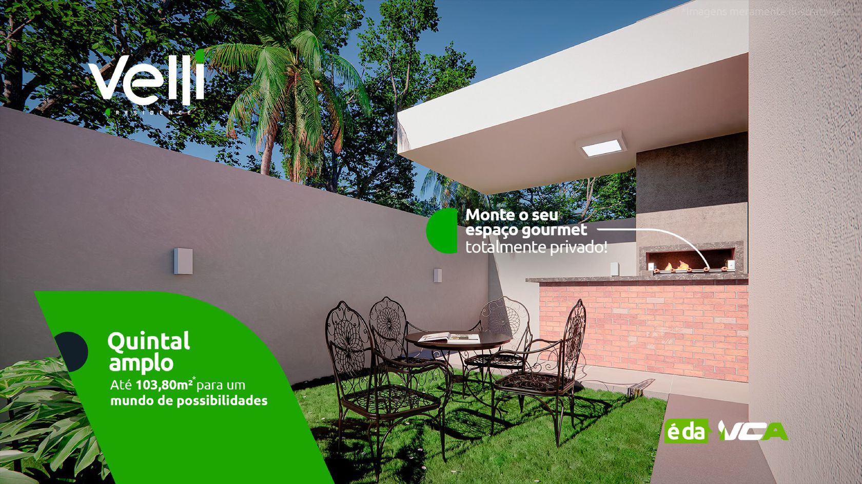 Quintal privativo com espaço gourmet do Velli Residence