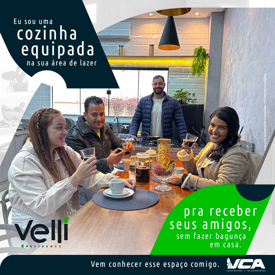 Co-Kitchen gourmet equipada do Velli Residence