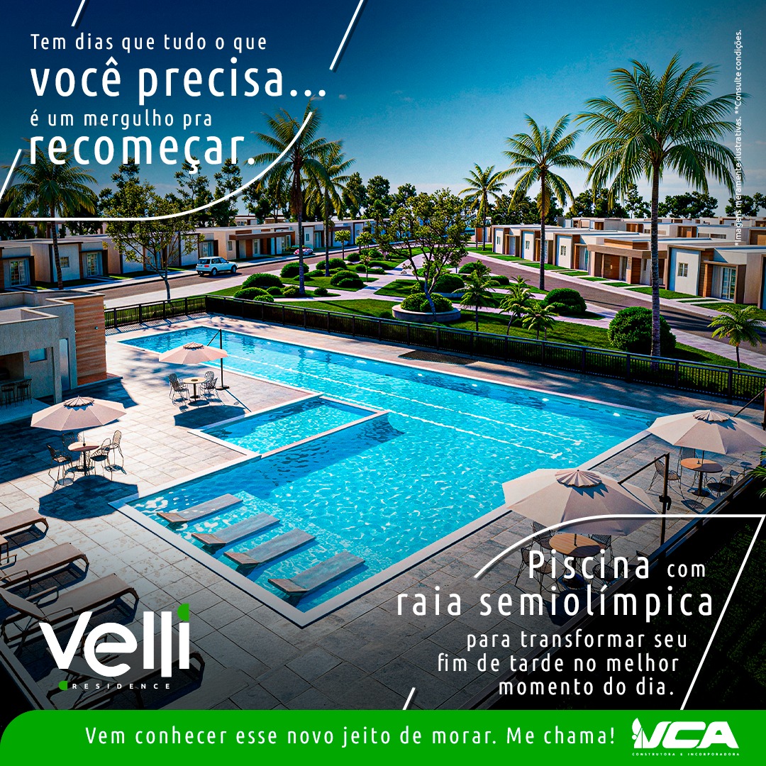 Piscina com raia semiolímpica de 25 metros do Velli Residence
