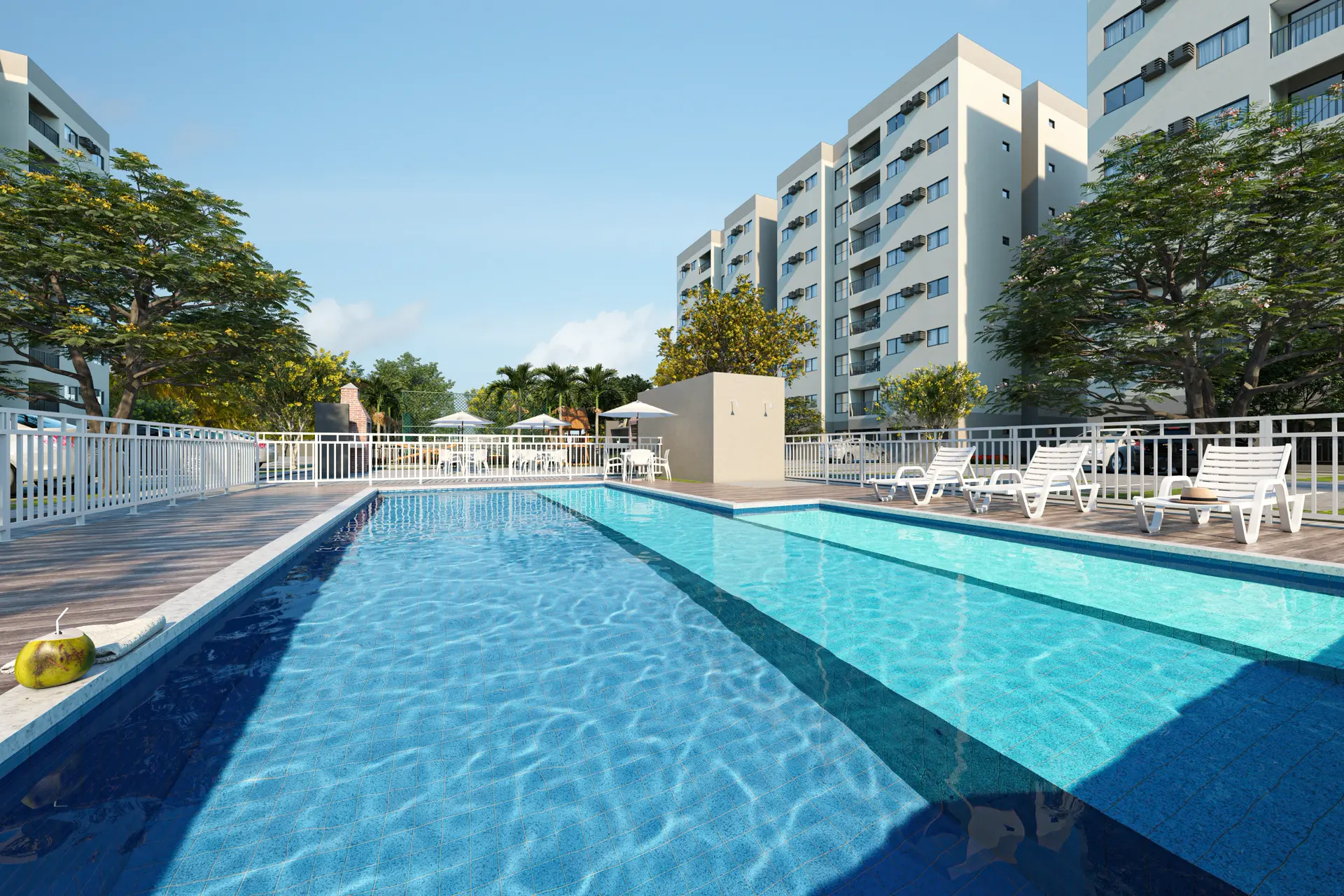 Piscina adulto e infantil com prainha do Residencial Vila Gonzaga