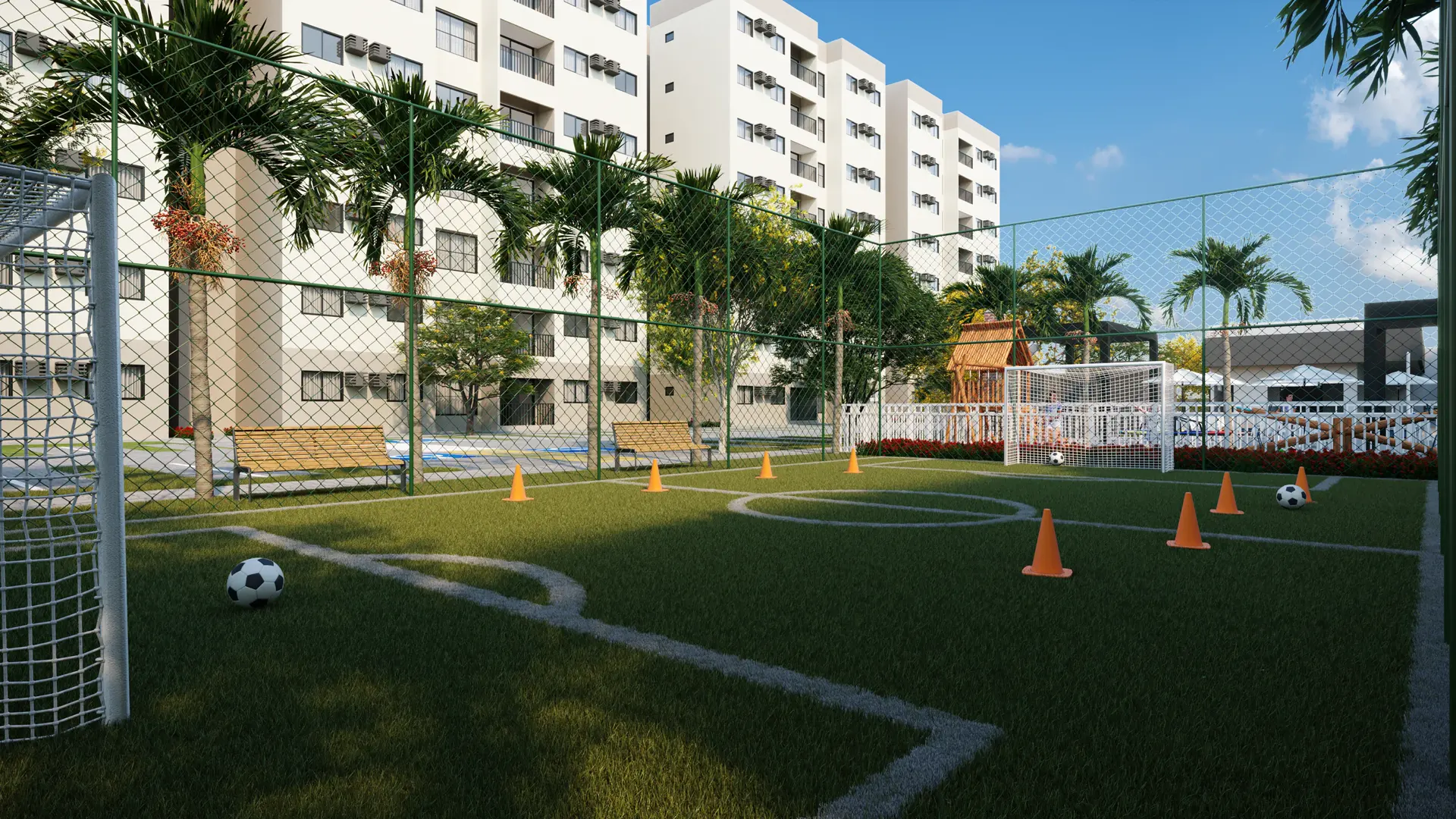Campo de futebol gramado do Residencial Vila Gonzaga