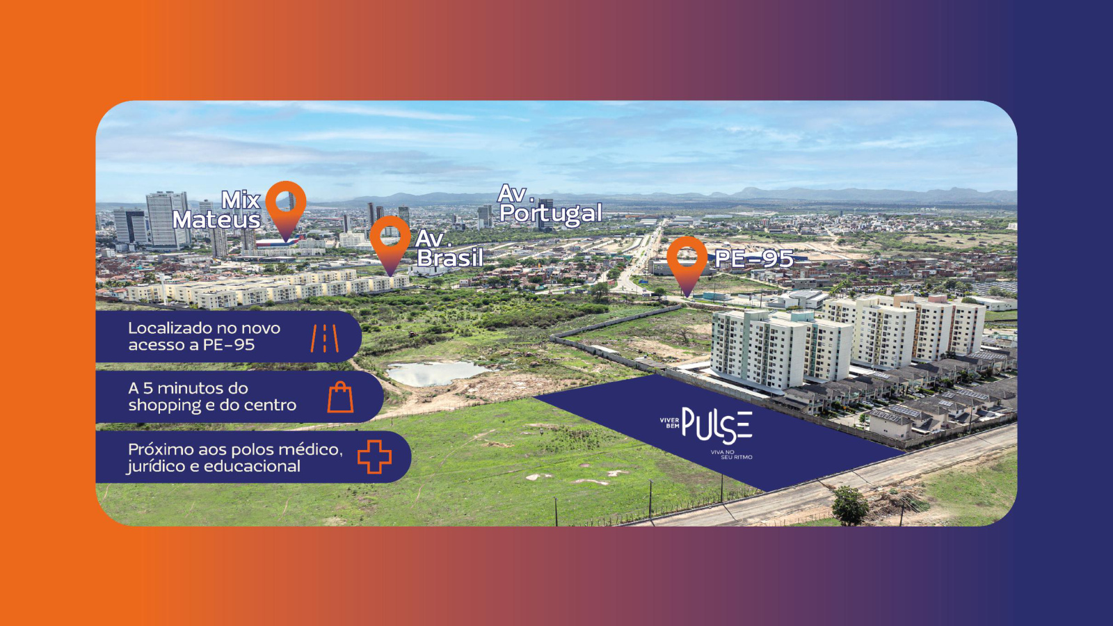 Mapa de localização do Viver Bem Pulse, em Caruaru